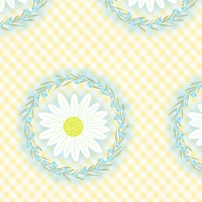 pale yellow check  and florals
