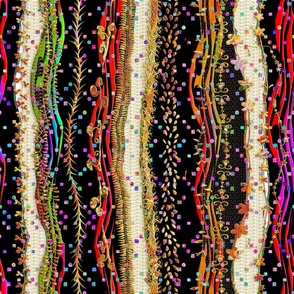 Rainbow Fiesta Confetti Black White 18x18
