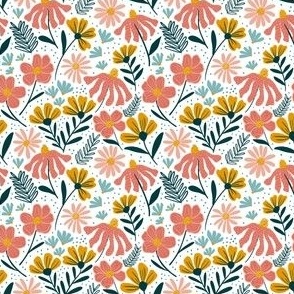 Mini Micro // Adeline Flowers: Spring Coneflower, Daisy, Leaves, Abstract Florals  