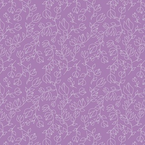 Flower Outlines in Gray on Purple