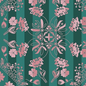 Floral Pattern Clash (Green & Pink)