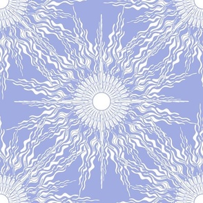 Solar flare in pastel periwinkle and white. Large scale