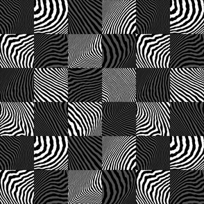 Pattern Clash Opart Checkers, Black and White (Medium Scale)