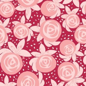 Rustic Floral Charm in Monochromatic Roses using Viva Magenta 