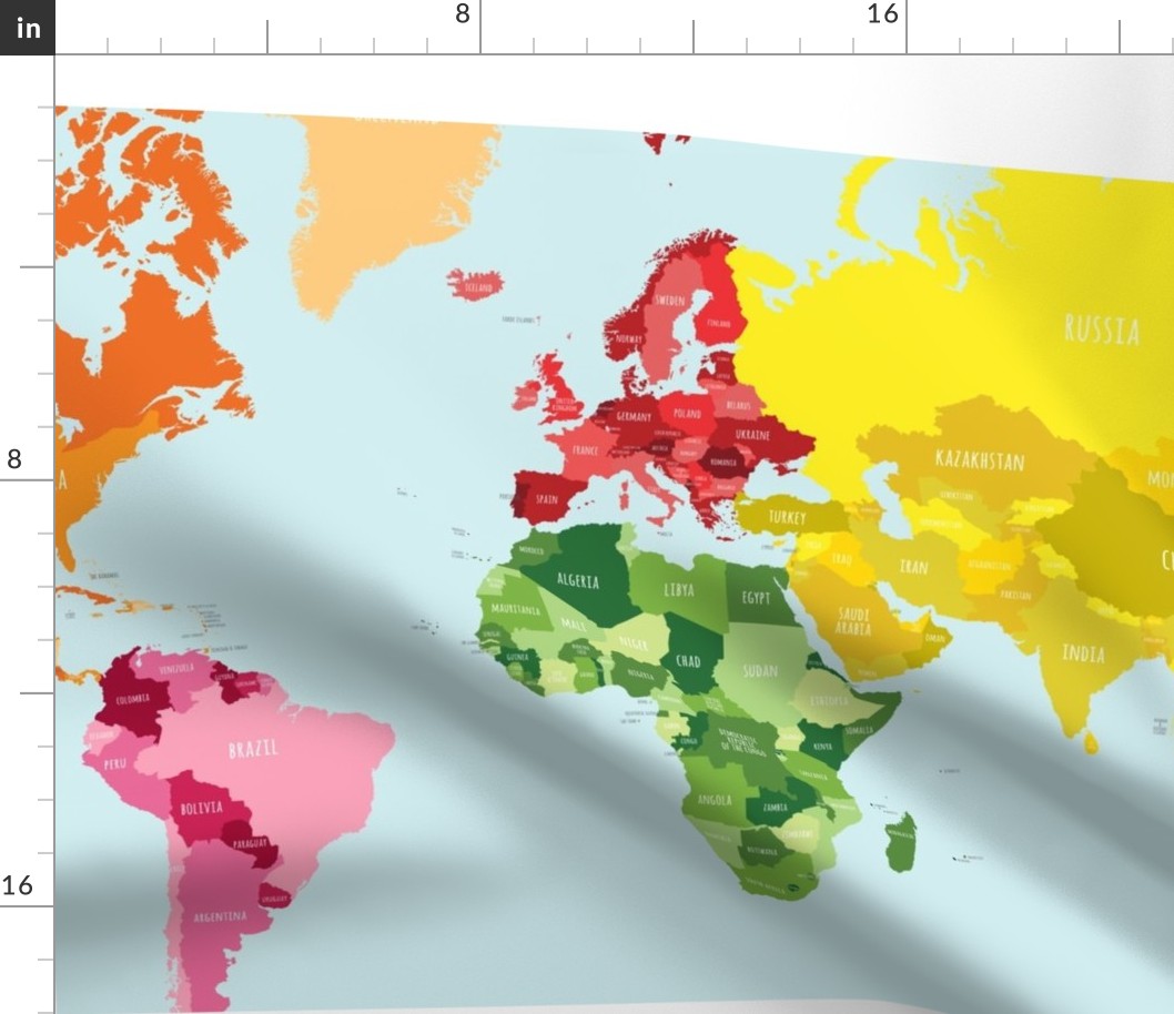 world map Montessori for 42" wide fabrics