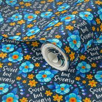 Small-Medium  Scale Sweet But Sweary Funny Floral on Navy
