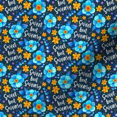 Small Scale Sweet But Sweary Funny Floral on Navy