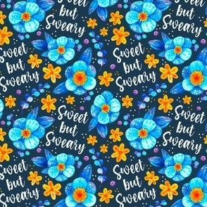 Small Scale Sweet But Sweary Funny Floral on Navy