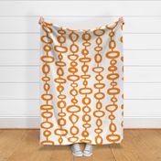 Large Modern Bohemian Bobble Atomic Orange Tangerine on white Sher