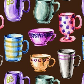 (large scale) Coffee Cups on brown