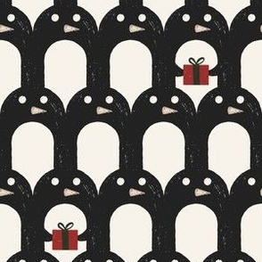 Penguin Christmas Presents, black 6in
