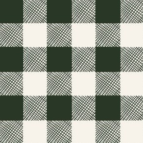 Green hand drawn classic Buffalo Check Plaid, 1in squares