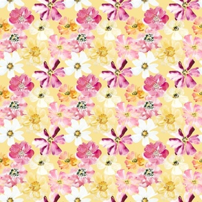 All the yellow flowers, watercolor floral pattern