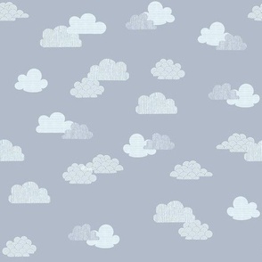 Whimsy Clouds // White on Gray