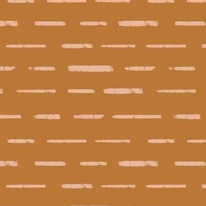 stitched stripes pink on terracotta burnt orange background 4in