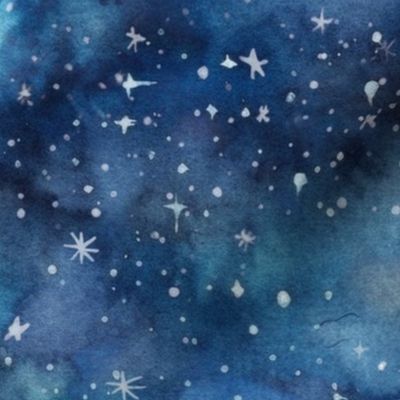 Stars at Midnight Dreamy sky in Space Galaxy Nebula Blue