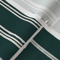 Modern Stripes || White Ivory on Deep Green