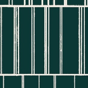 Modern Stripes || White Ivory on Deep Green