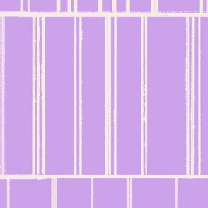 Modern Stripes || White Ivory on Bright Purple Lavender