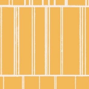 Modern Stripes || White Ivory on Bright Mustard Yellow