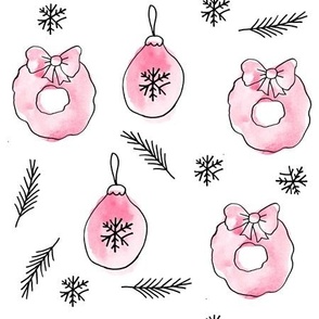 Pink Christmas Winter Print