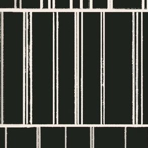 Modern Stripes || White Ivory on Dark Black