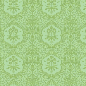 Maximalist Quirky Damask Tone-on-tone - lime green.