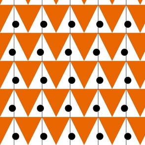 Retro Triangles Pattern Orange, Black And White