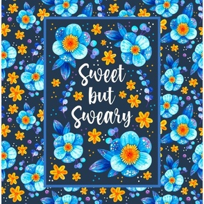 14x18 Panel Sweet But Sweary on Navy for DIY Garden Flag Small Wall Hanging or Hand Towel