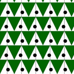 Retro Triangles Pattern Forest Green, Black And White