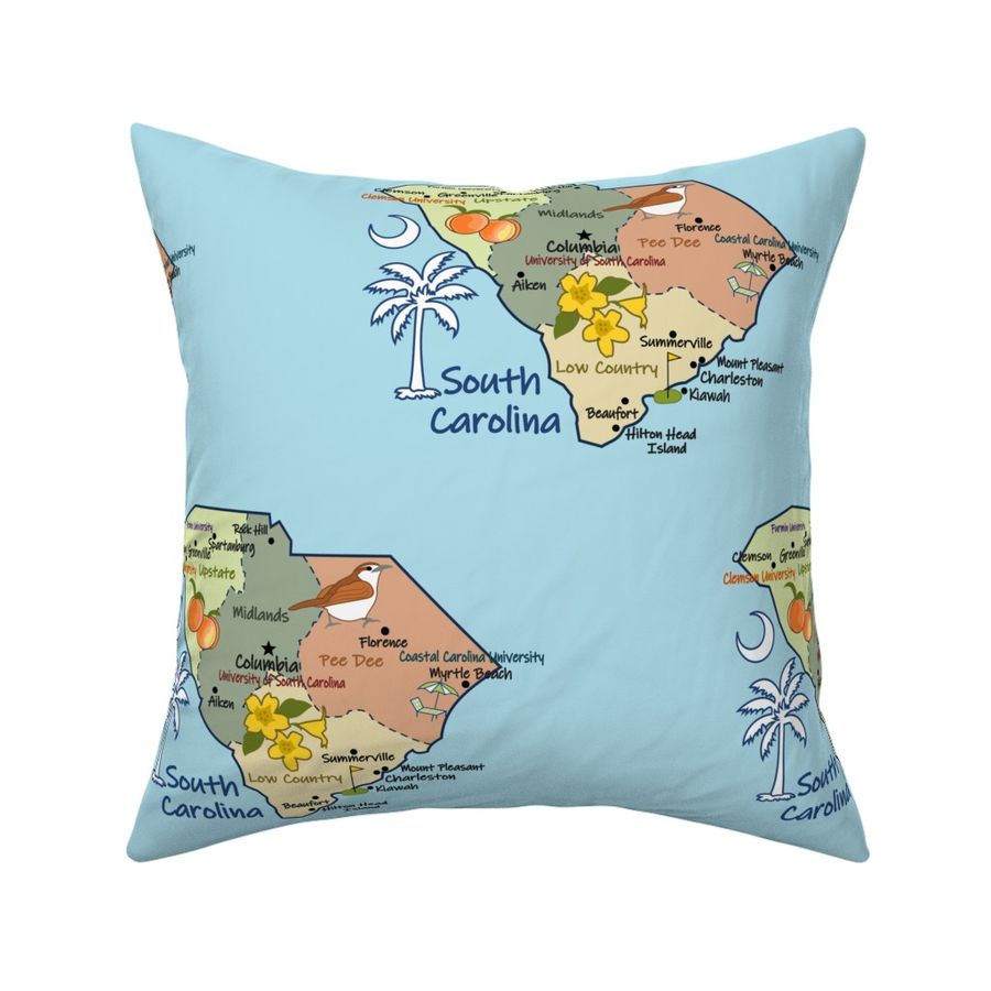 South Carolina State Map aqua