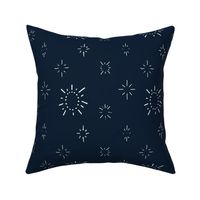 Stardust- navy and white sparkles, stars, lake life, woodland, boho chic, fabric