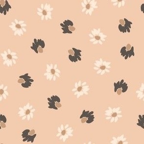 beige, taupe flowers like polka dots on desert sand brown