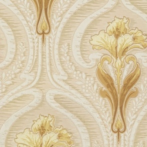 Art Nouveau flower in golden white