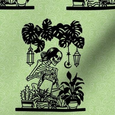 Skeleton Plant Lady on Green Small