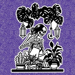 Skeleton Plant Lady on Purple