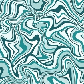 Small Scale / Abstract Groovy Psychedelic Retro Weaves / Teal Mint White