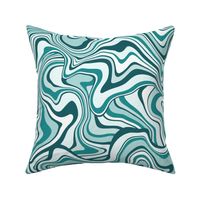 Large Scale / Abstract Groovy Psychedelic Retro Weaves / Teal Mint white