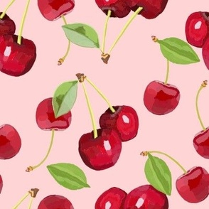 cherries on pink