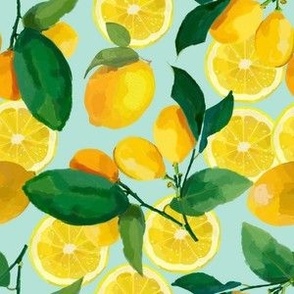 lemons on blue