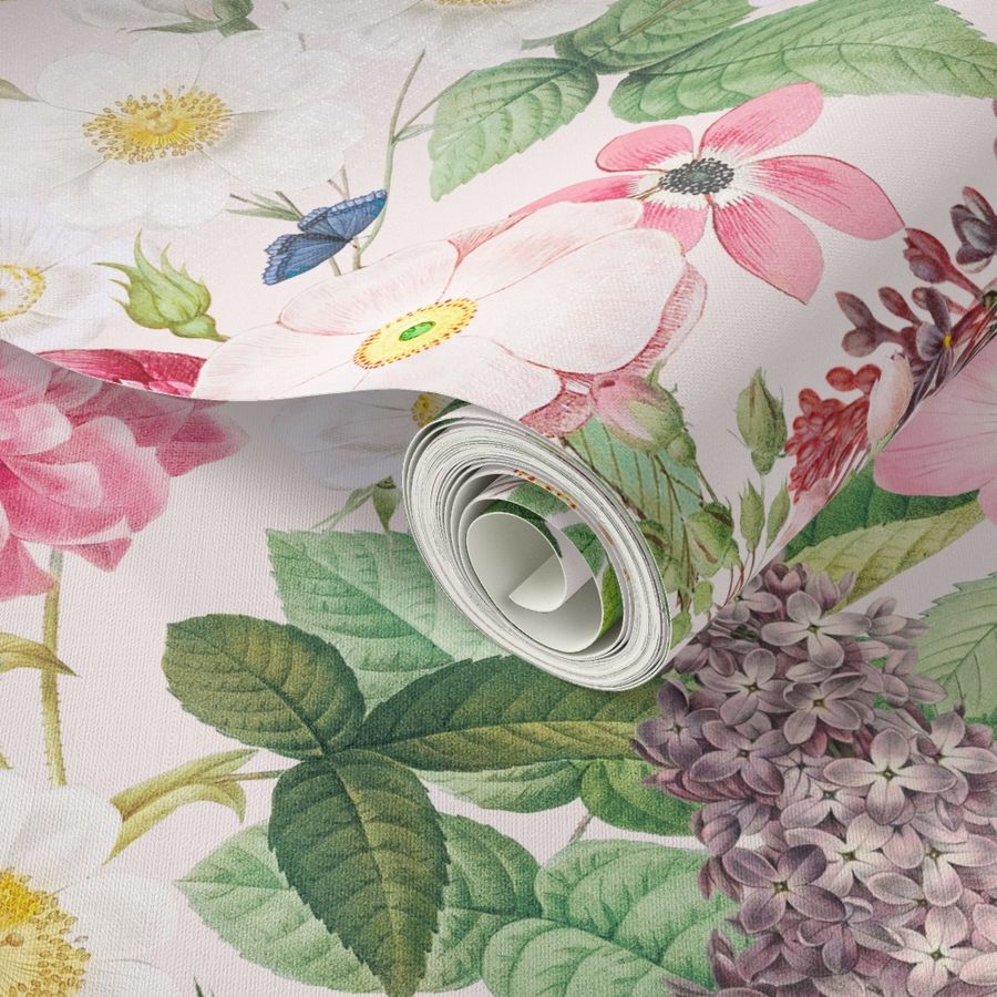 Nostalgic Beauty: Antique Lilac Flower Wallpaper | Spoonflower