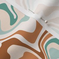 Small Scale / Abstract Groovy Psychedelic Retro Weaves / Mint Teal Ochre Rust Off-White