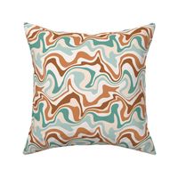 Small Scale / Abstract Groovy Psychedelic Retro Weaves / Mint Teal Ochre Rust Off-White