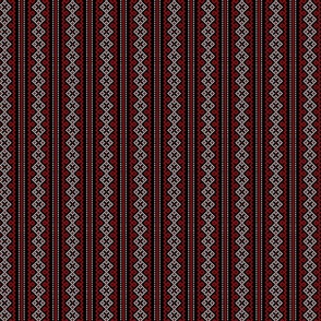 Folk Slavic Ornament - Strength of the Seeding Field - Pixel Ethno Pattern - Black White Red - Small