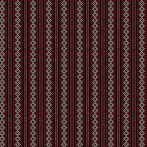 Folk Slavic Ornament - Strength of the Seeding Field - Pixel Ethno Pattern - Black White Red - 2 Smaller