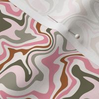 Tiny Scale / Abstract Groovy Psychedelic Retro Weaves / Sage Pink Blush Off-White