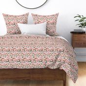 Small Scale / Abstract Groovy Psychedelic Retro Weaves / Sage Pink Blush Off-White