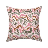 Small Scale / Abstract Groovy Psychedelic Retro Weaves / Sage Pink Blush Off-White