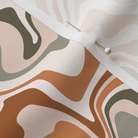 Small Scale / Abstract Groovy Psychedelic Retro Weaves / Sage Beige Rust Off-White