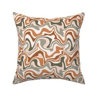Small Scale / Abstract Groovy Psychedelic Retro Weaves / Sage Beige Rust Off-White